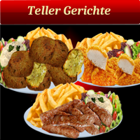 Frische Pfannengerichte und herzhafte Tellergerichte mit Fleisch, Salat und Pommes bei Emres Grillhaus Halle