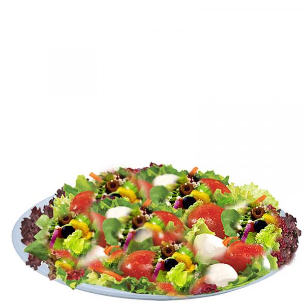 Roma Salat Tomate, Mozzarella, Zwiebeln Eisbergsalat und Roccula